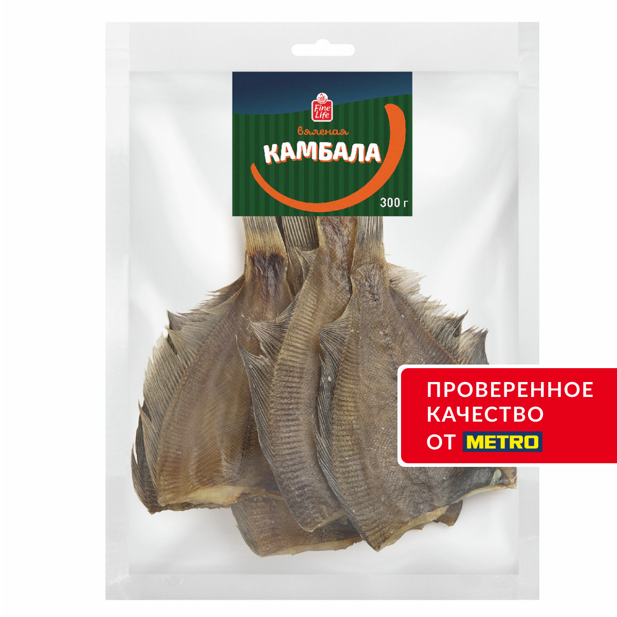 Fine Life Камбала вяленая потрошенная без головы, 300г
