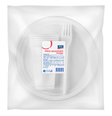 aro Набор одноразовой посуды тарелка + стакан + вилка, 6шт