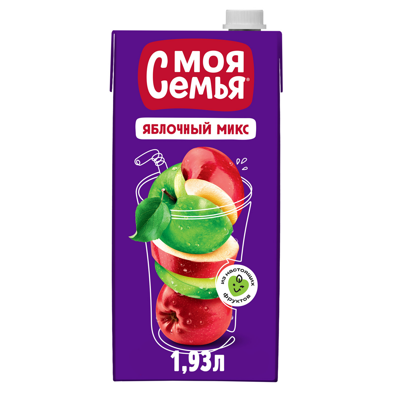 Изображение товара Напиток сокосодержащий Моя семья Яблочный микс, 1.93л