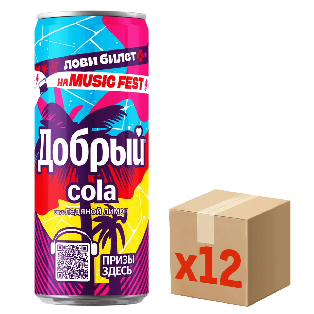 Изображение товара Напиток Добрый Cola Ледяной лимон газированный, 330мл x 12 шт
