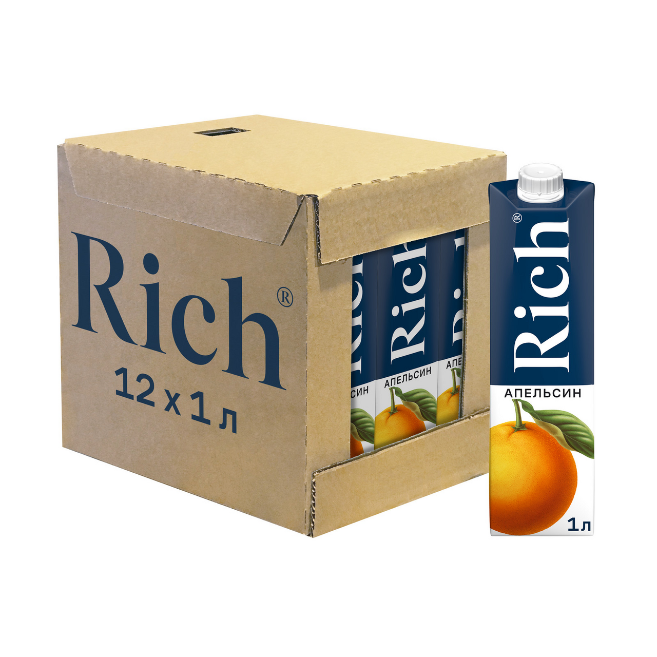Изображение товара Нектар Rich апельсиновый, 1л x 12 шт