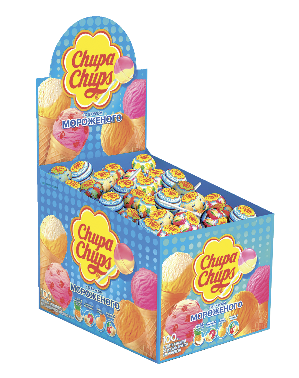 Карамель Chupa Chups со вкусом мороженого, 12г x 1200 шт купить с доставкой  на дом, цены в интернет-магазине