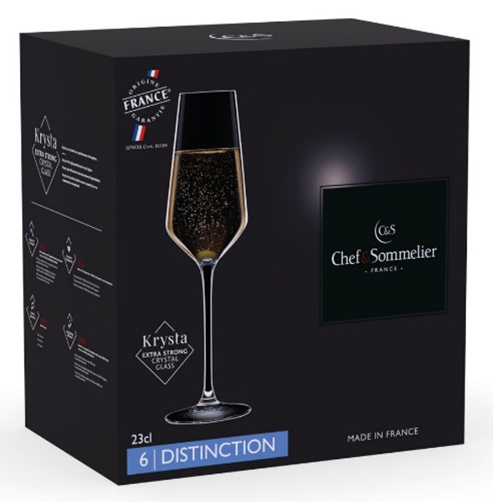 Изображение товара Набор бокалов для шампанского Chef&Sommelier Distinction, 6 шт по 230 мл,Прозрачные из Kwarx