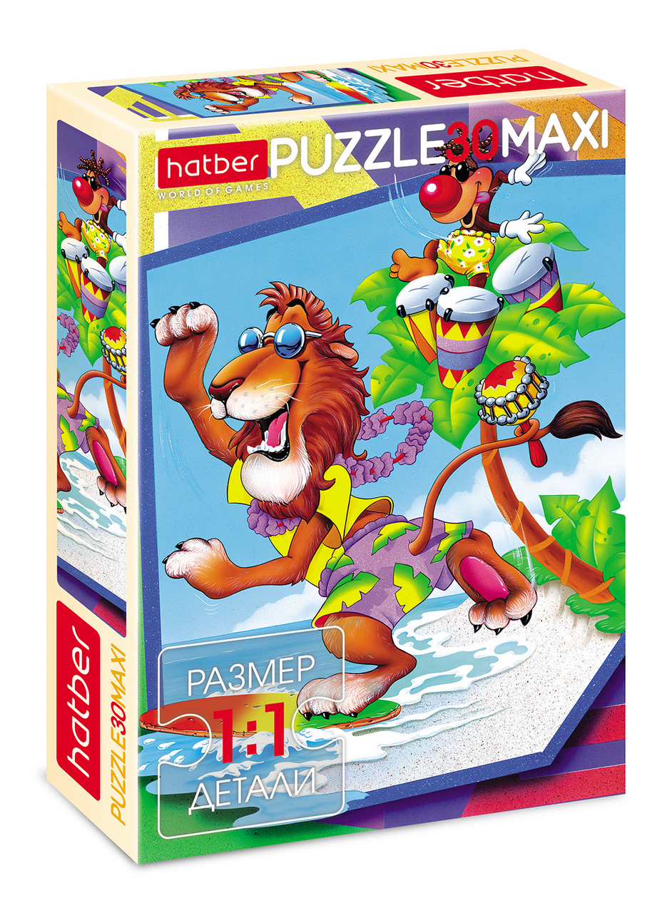 Пазлы Hatber Maxi Каникулы в Африке для детей 30 элементов А4Ф, 210 x 290мм