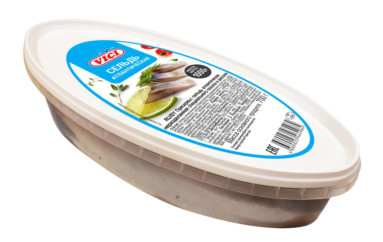 Сельдь Vici атлантическая неразделанная в рассоле, 1кг