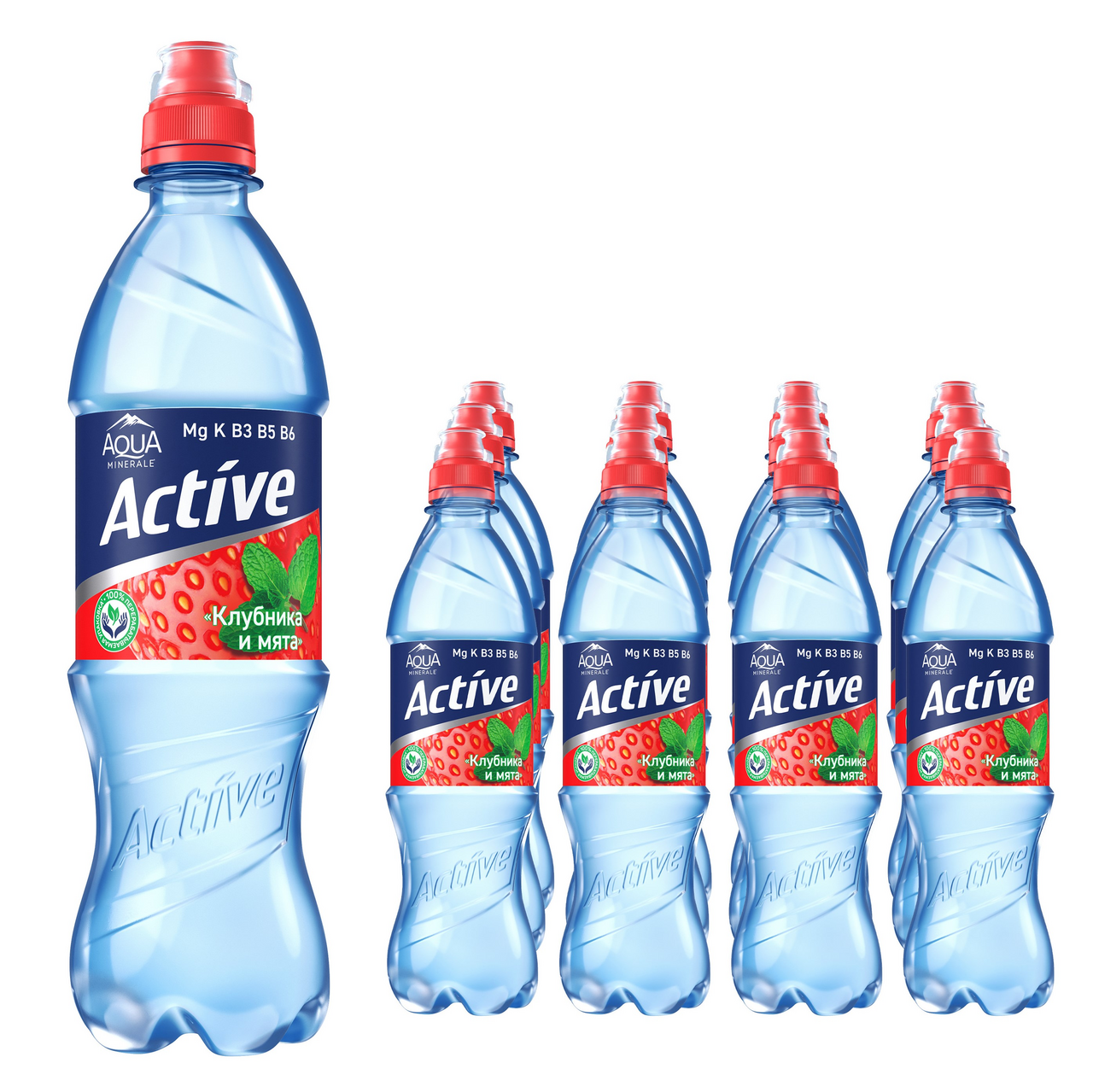 Изображение товара Вода Aqua Minerale Fresh Active с клубникой и мятой 500мл, 12 шт