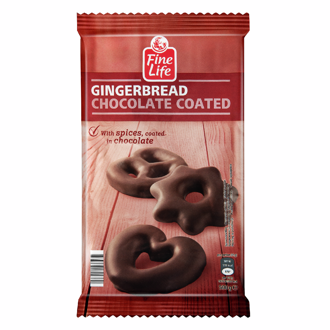 Fine Life Пряники имбирные в шоколаде, 500г