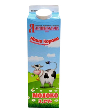 Молоко Наша корова пастеризованное ГОСТ 3.2%, 900мл