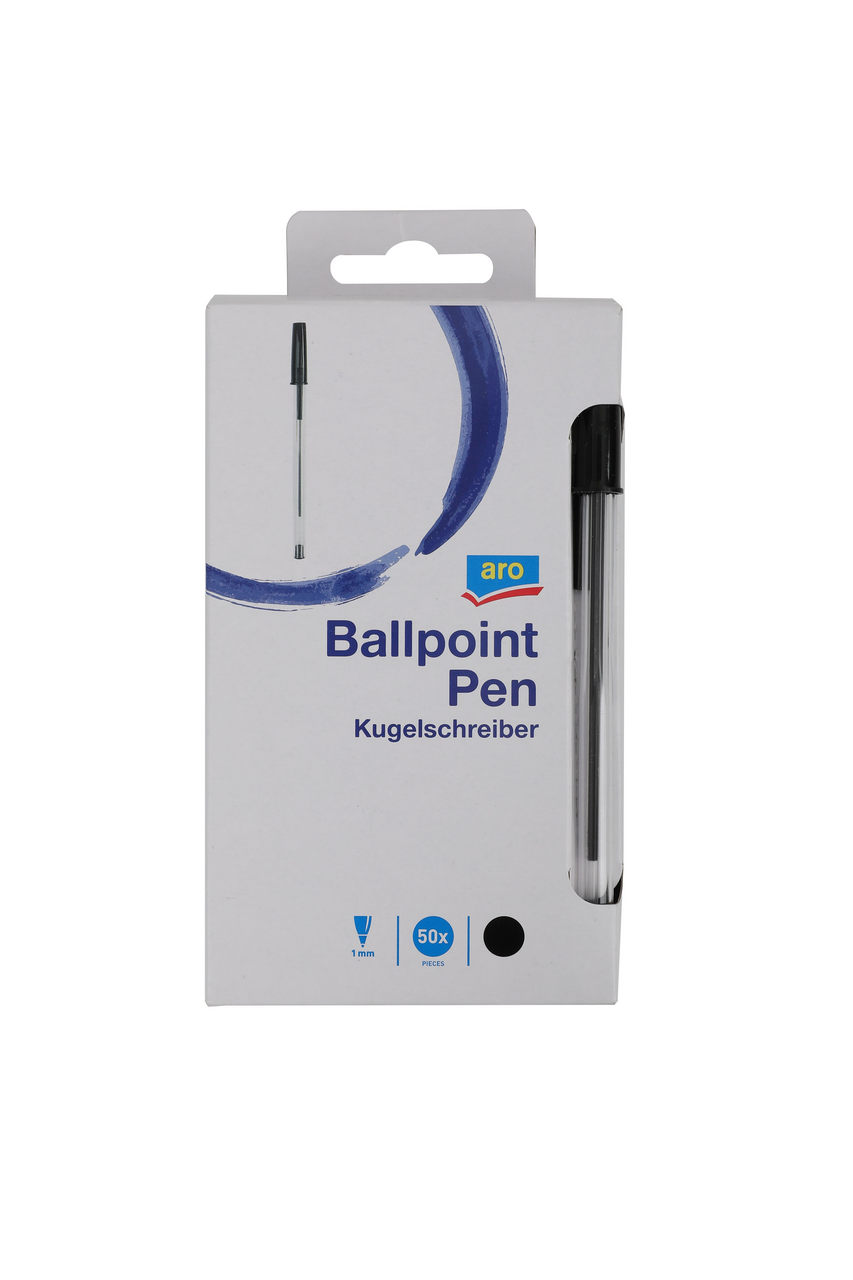 aro Ручки шариковые черные, 50шт