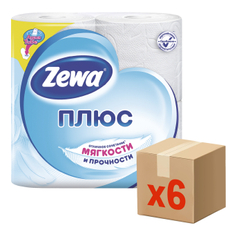 Туалетная бумага Zewa Плюс 2-слойная, 4 рулона x 6 шт