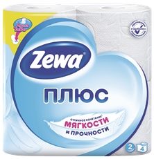 Туалетная бумага Zewa Плюс белая 2-слойная, 4 рулона x 6 шт