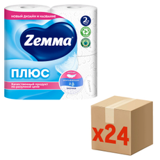 Туалетная бумага Zemma Плюс 2 слоя, 4 рулона x 24 шт