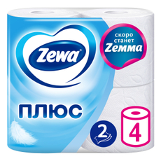 Туалетная бумага Zewa Плюс 2-слойная, 4 рулона