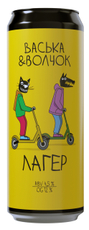 Пиво Волковская пивоварня Васька и Волчара лагер светлое фильтрованное, 0.45л