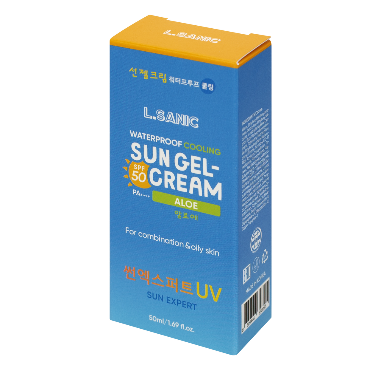 Гель-крем для лица L.Sanic солнцезащитный водостойкий с алоэ SPF50, 50мл