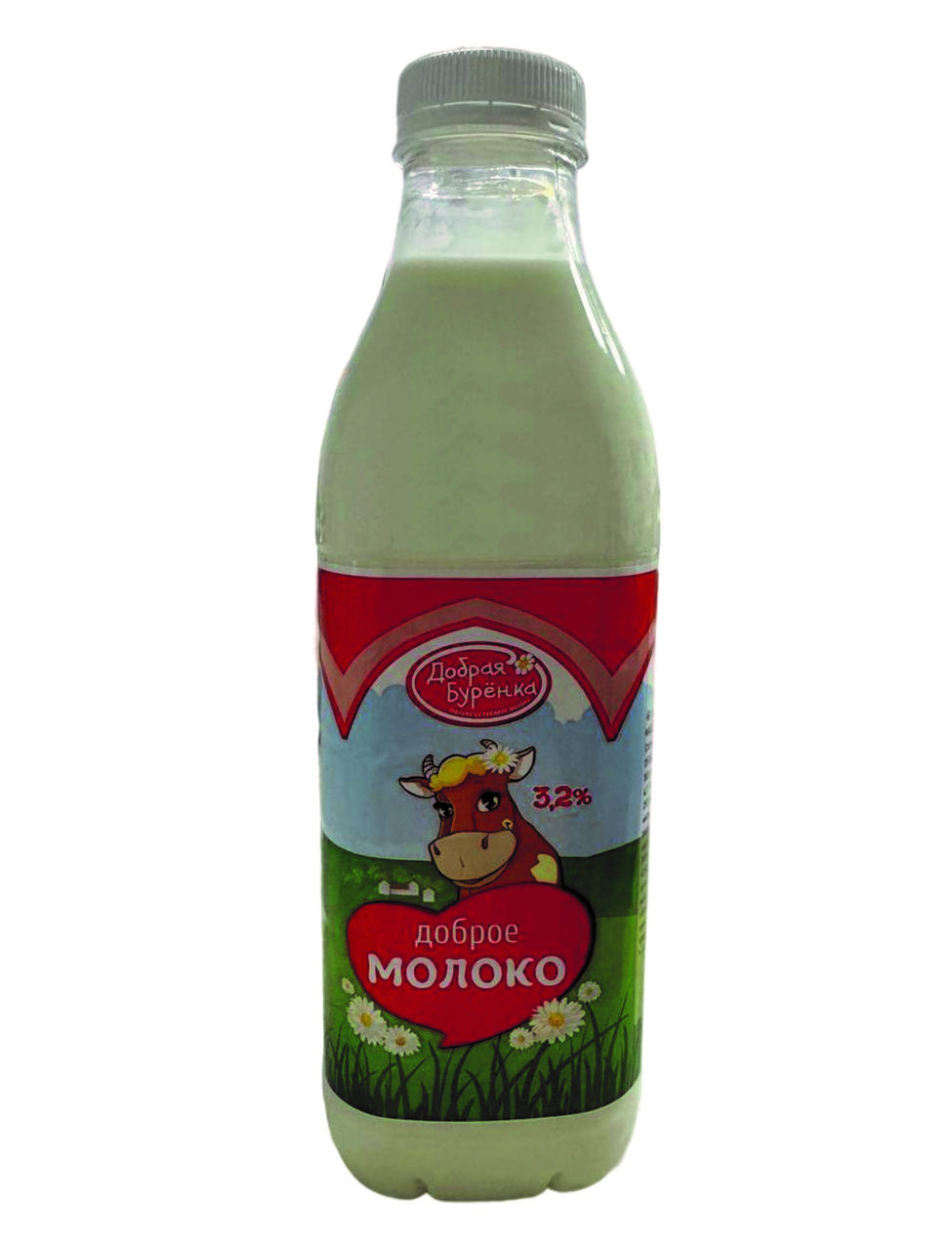 Молоко Добрая буренка пастеризованное ГОСТ 3.2%, 900г