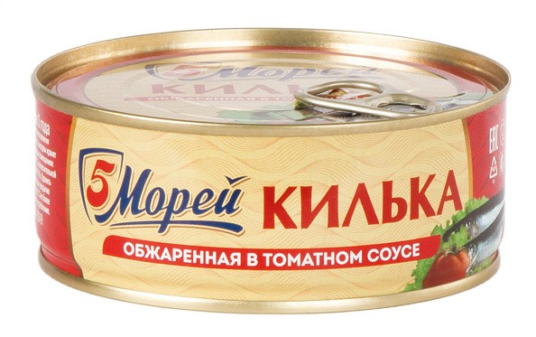 Килька балтийская 5 Морей обжаренная в томатном соусе, 240г