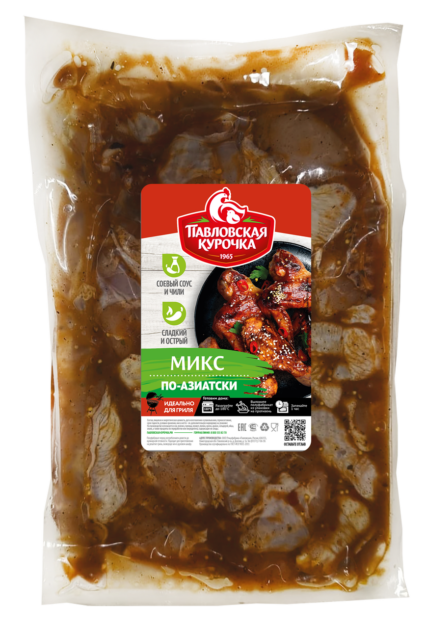 Курица Павловская курочка микс по-азиатски охлажденная, ~1.3кг