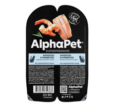 Корм влажный AlphaPet для стерилизованных кошек с анчоусами и креветками, 80г
