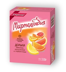 Ударница Мармелад с натуральным соком Дольки апельсиновые, лимонные, грейпфрутовые Мармеландия 330г