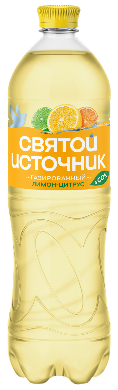 Изображение товара Вода Святой Источник с соком лимона и цитрусом газированная, 1л