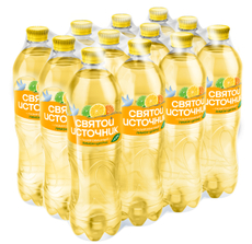 Вода Святой Источник с соком лимона и цитрусом газированная, 1л x 12 шт