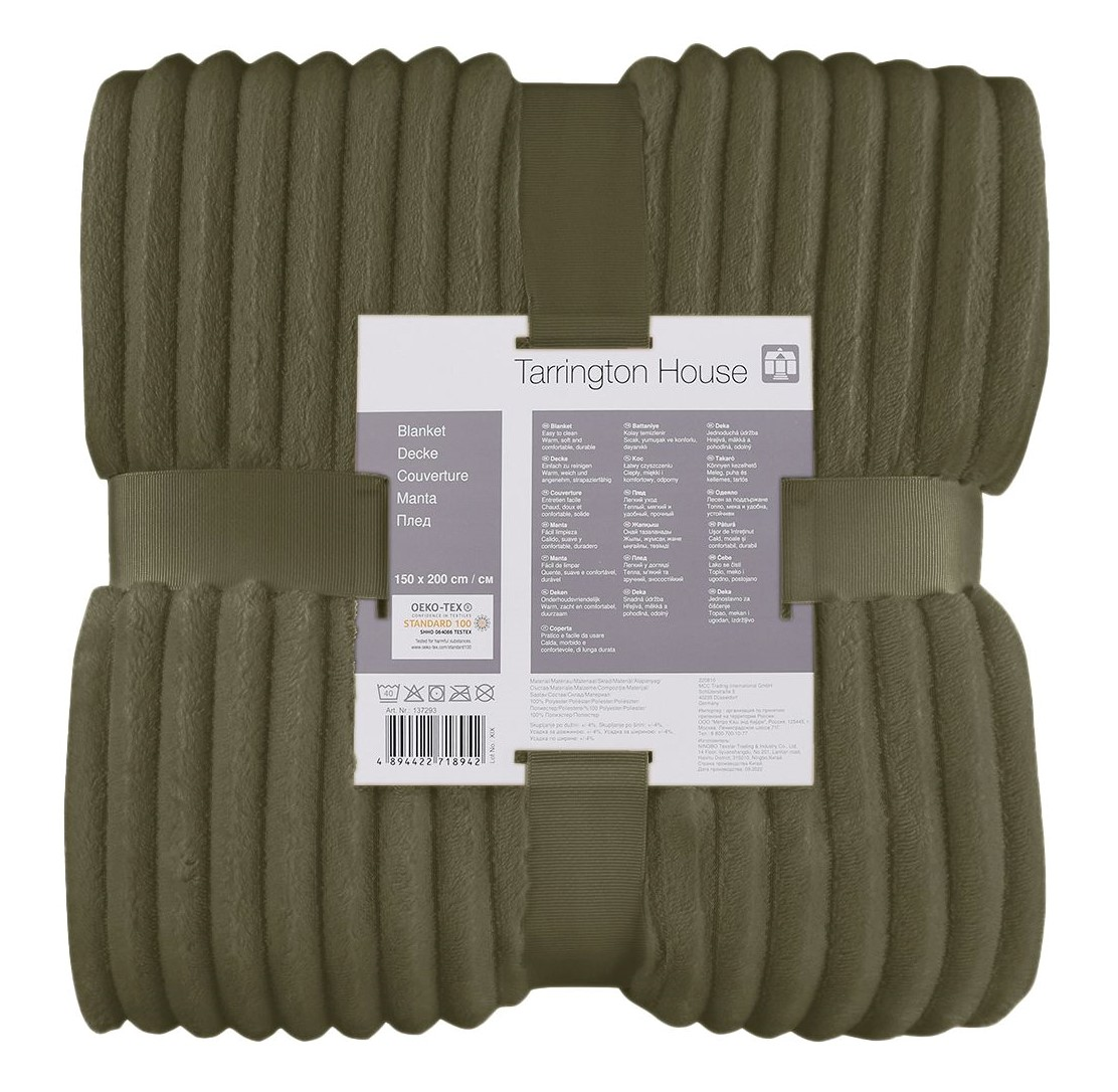 Tarrington House Плед Print фланелевый оливковый, 150 x 200см
