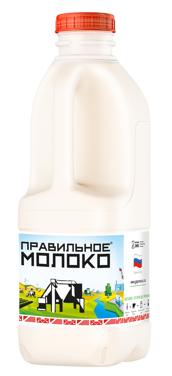 Молоко ПравильноеМолоко пастеризованное 3,2-4%, 2 л