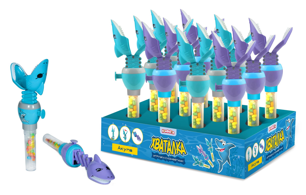 Изображение товара Конфеты КАРАМЕЛЬ с игрушкой Хваталка Акула клубника 12 шт