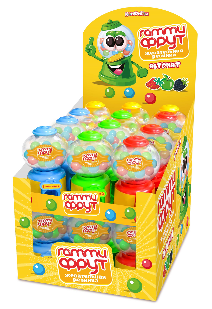 Жевательная резинка Конфитой Gummy Fruit автомат, 30г x 24 шт
