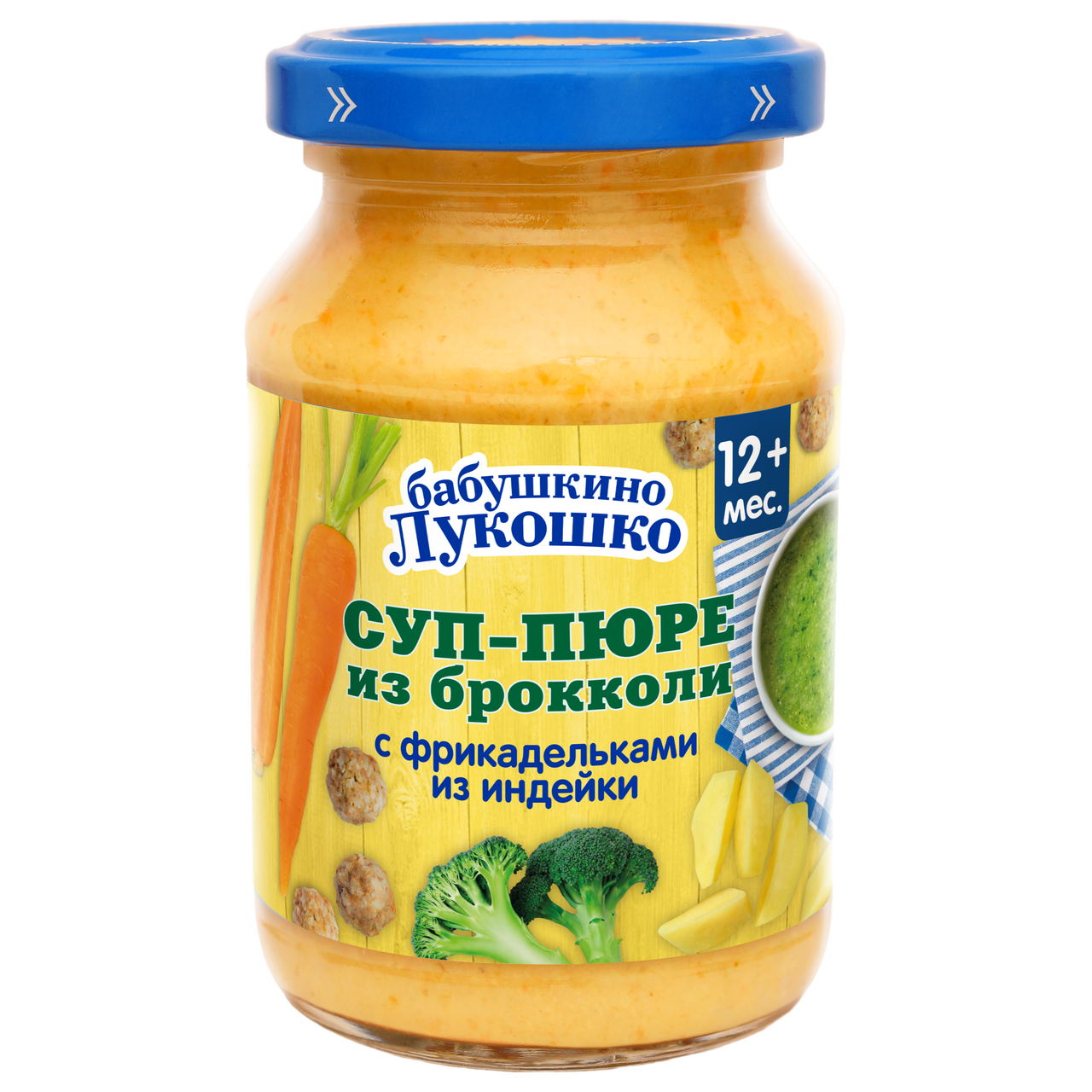 Изображение товара Суп-пюре мясо-растительный детский Бабушкино Лукошко Брокколи и фрикадельки с 12 месяцев, 190г