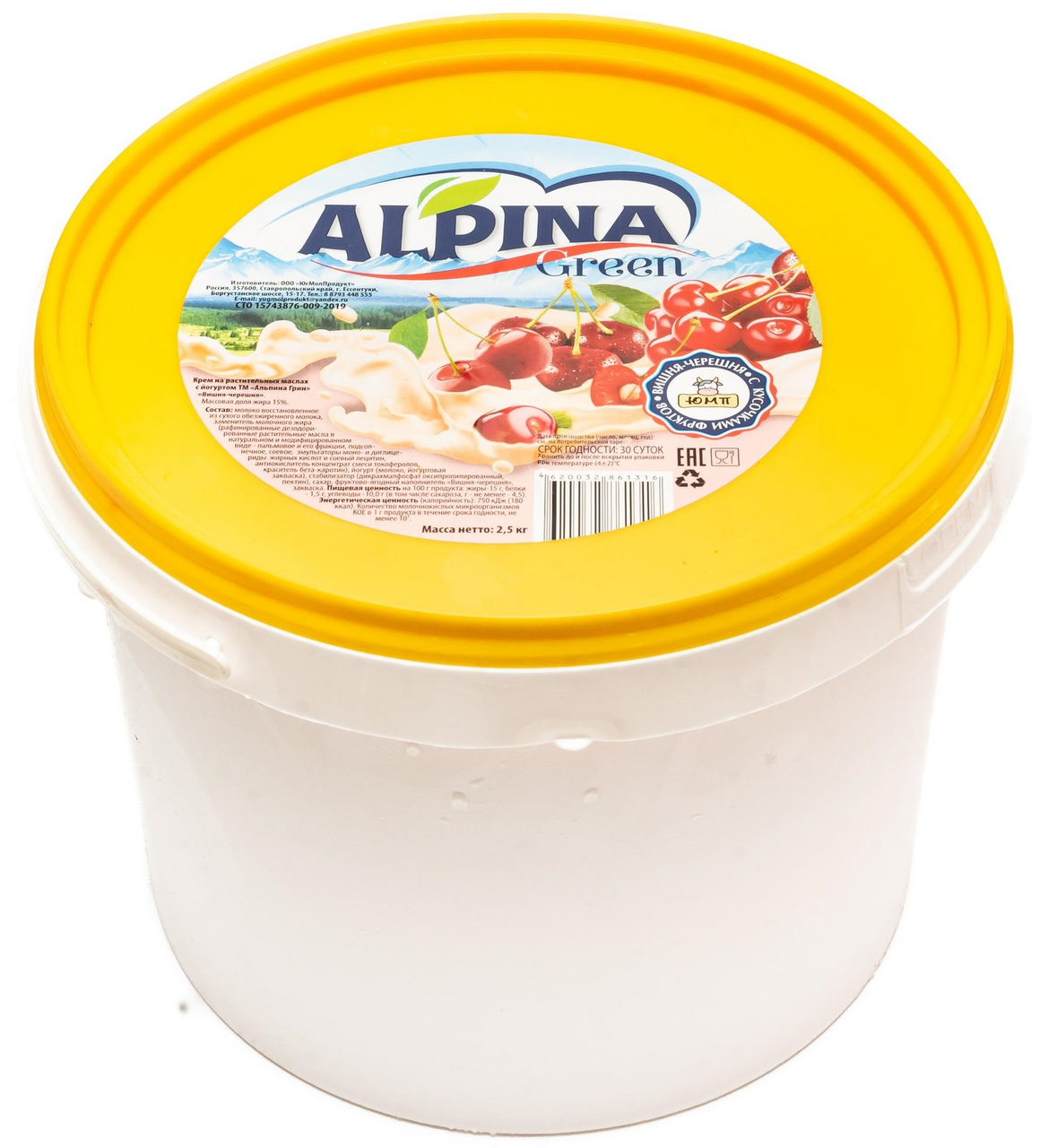 Десерт на йогуртовой закваске Alpinagreen вишня-черешня 15%, 2.5кг