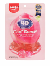 Мармелад жевательный Amos 4D персиковый, 65г