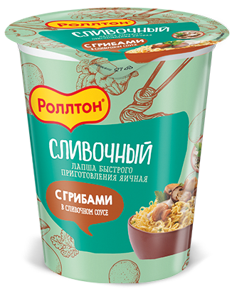 Лапша быстрого приготовления Роллтон сливочная грибы, 70г