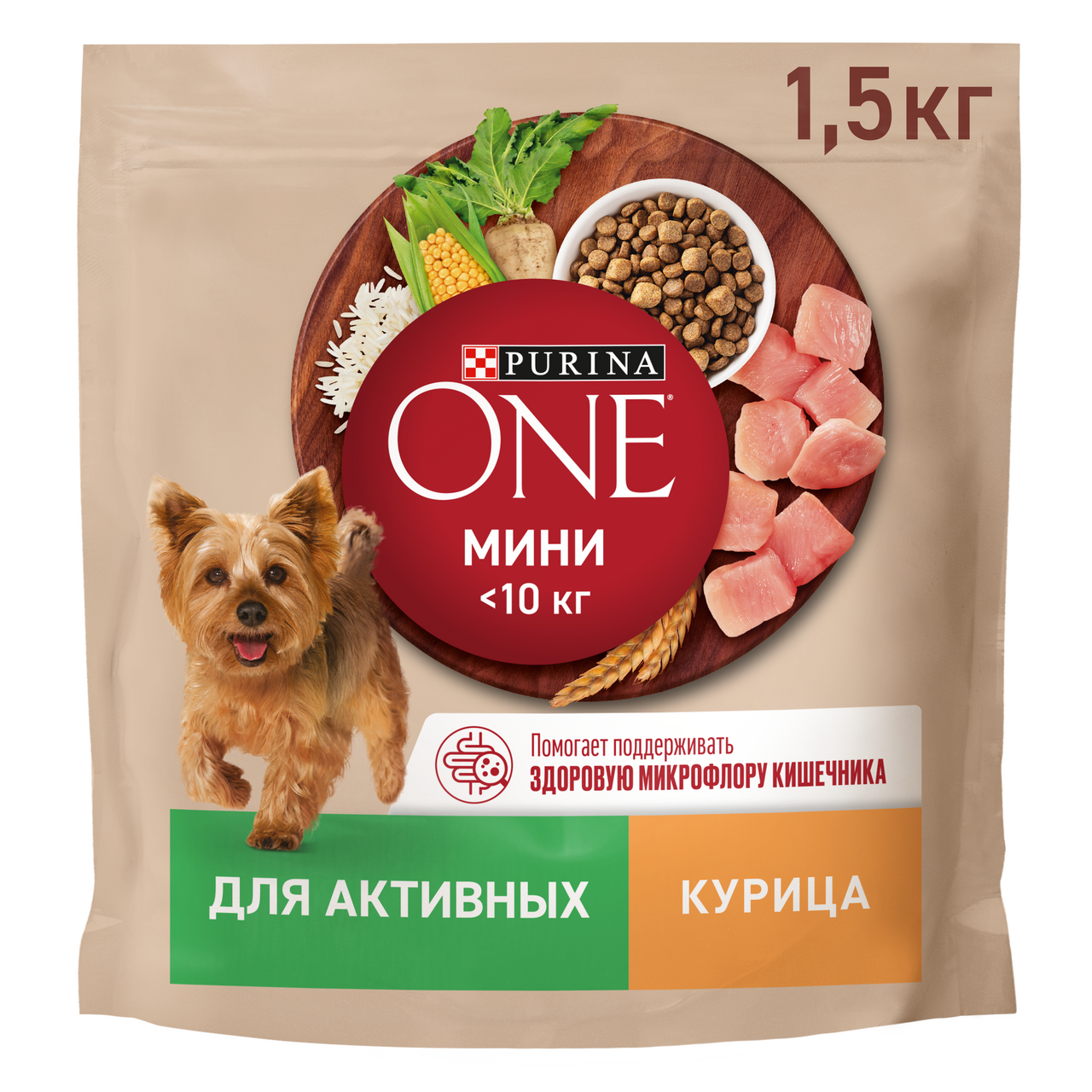 Корм сухой Purina One для взрослых собак мелких и карликовых пород при  активном образе жизни с курицей и рисом, 1.5кг купить с доставкой на дом,  цены в интернет-магазине