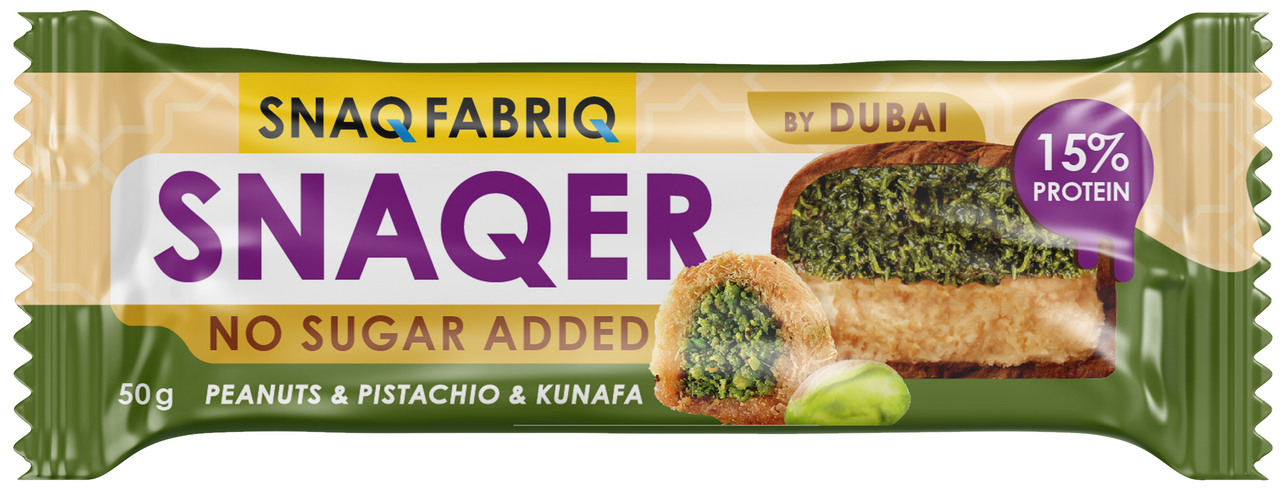 Изображение товара Батончик Snaq Fabriq глазированный с арахисом фисташкой и хрустящим тестом, 50г