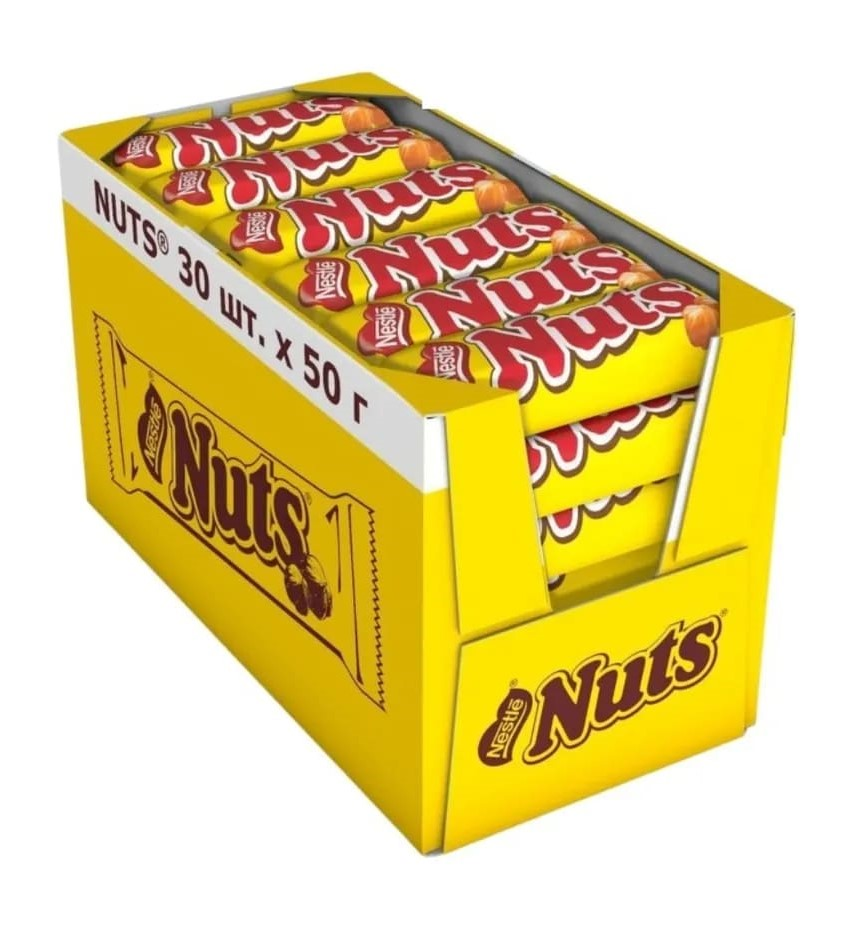 Батончик Nestle Nuts шоколадный, 50г x 30 шт