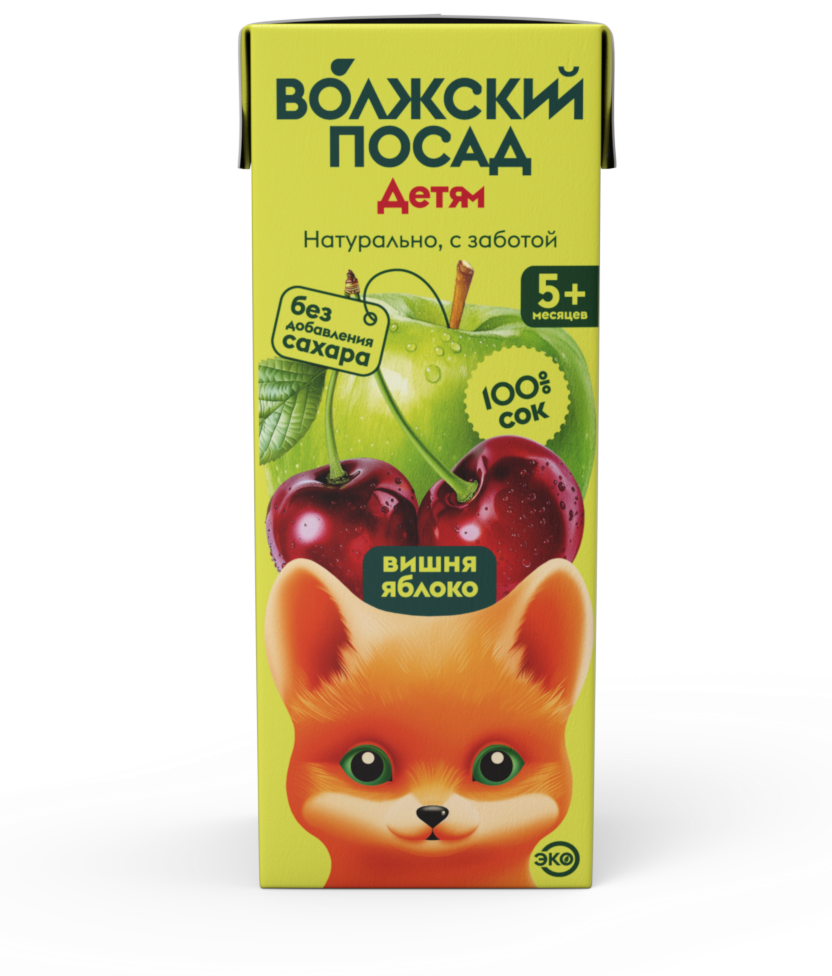 Сок детский Волжский посад Вишня и яблоко с 5 месяцев, 200мл