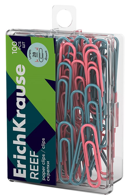 Скрепки Erich Krause Reef металлические 28мм, 100шт