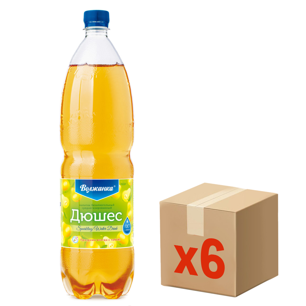 Напиток Волжанка Дюшес газированный, 1.5л x 6 шт