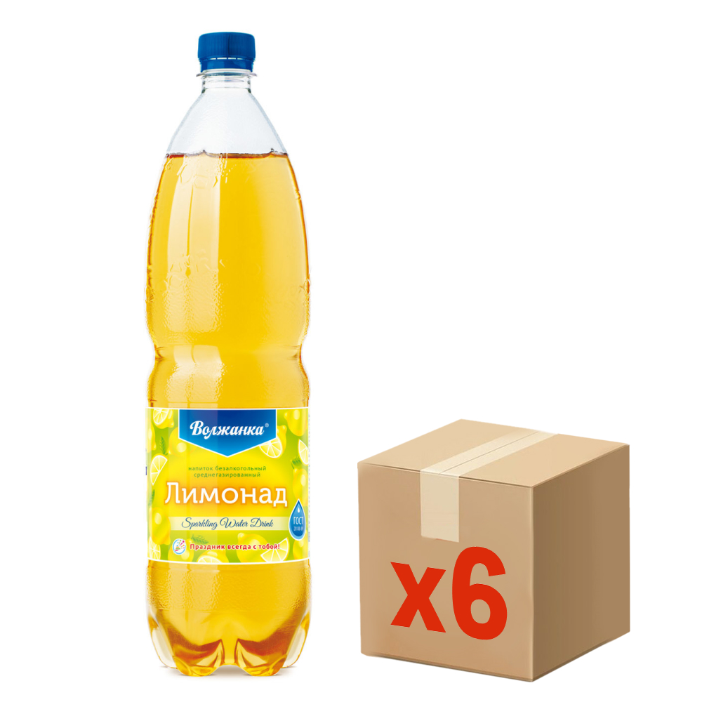 Напиток Волжанка Лимонад газированный, 1.5л x 6 шт
