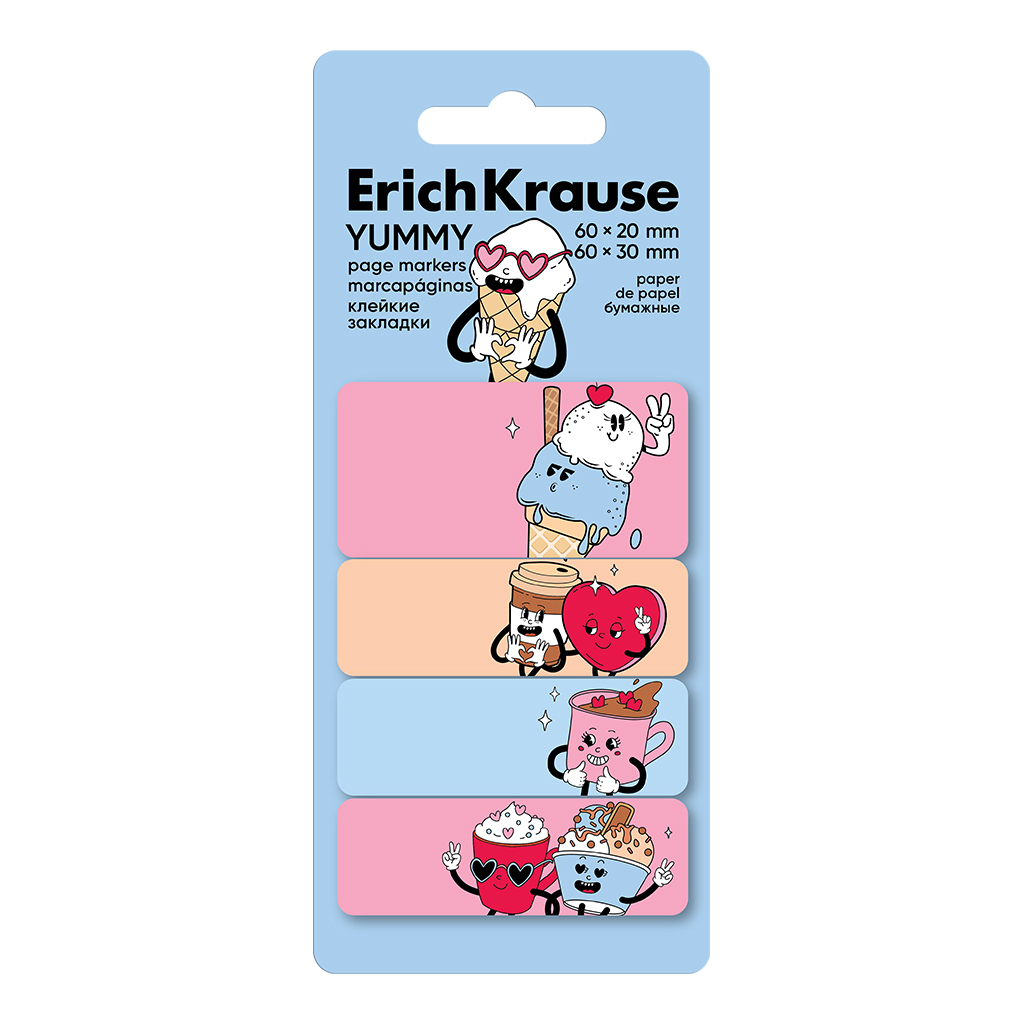 Изображение товара Клейкие закладки бумажные Erich Krause Yummy, 60x20 мм, 60x30 мм, 80 листов