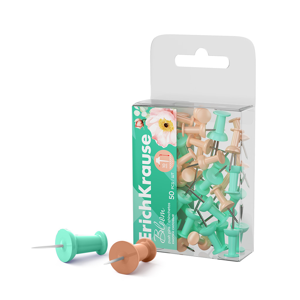Кнопки Erich Krause Pastel Bloom силовые, 50шт