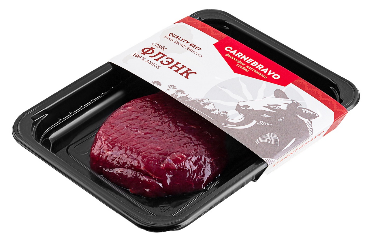 Изображение товара Стейк из говядины Carnebravo Флэнк 200 г премиальное мясо для жарки