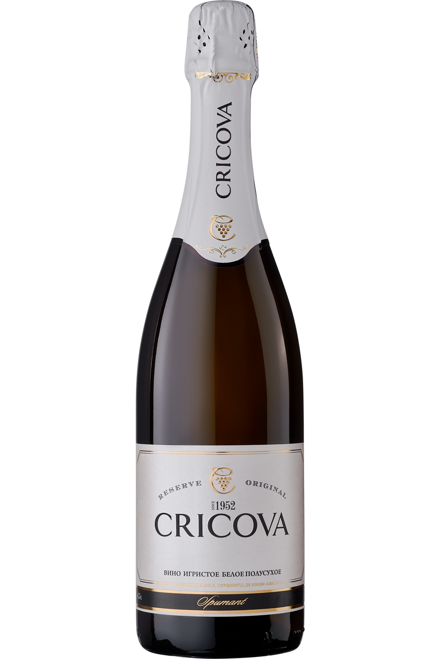 Вино игристое Cricova Ркацители белое полусухое, 0.75л