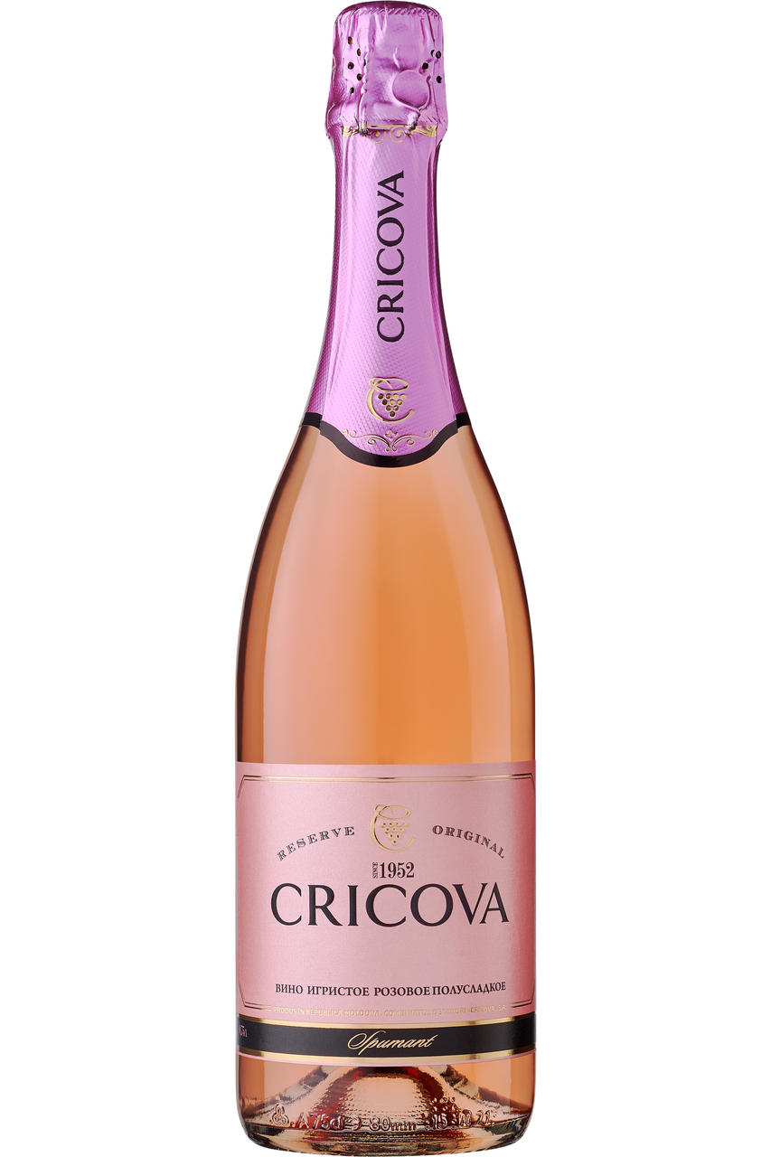 Вино игристое Cricova Pinot Noir розовое полусладкое, 0.75л