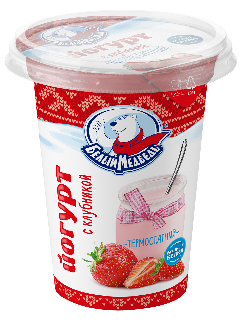 Йогурт Белый медведь термостатный клубника 3.2%, 290г