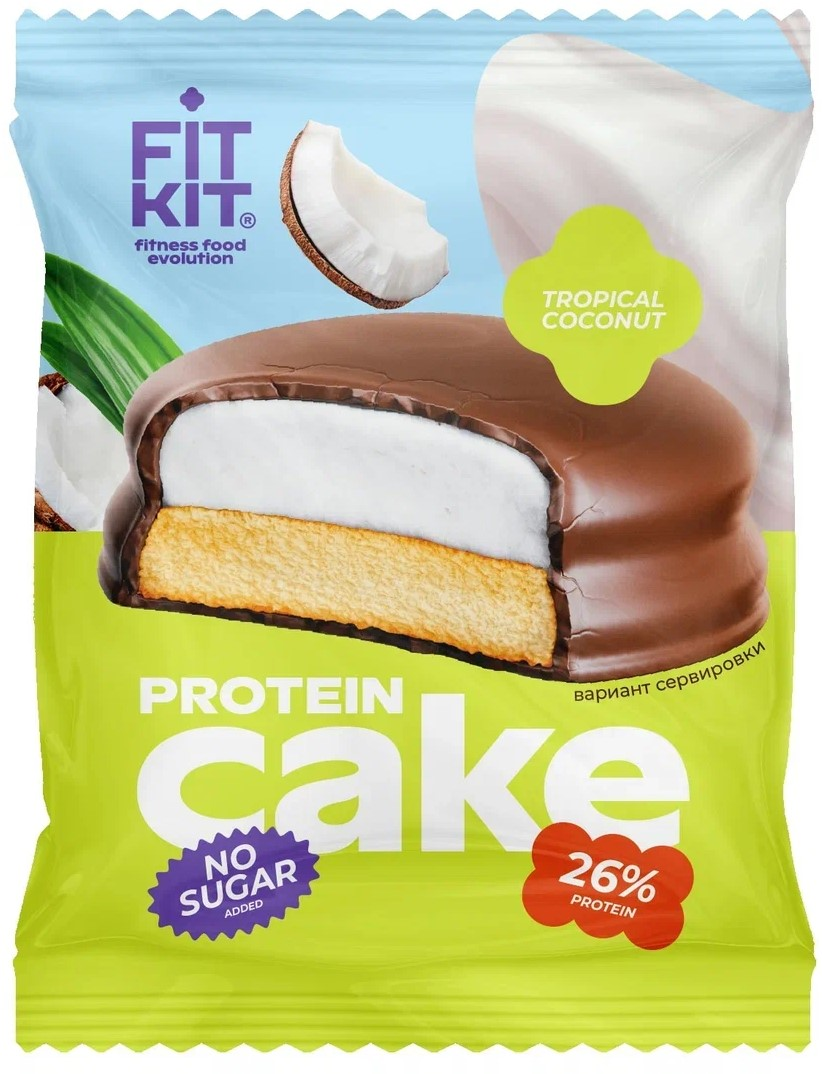 Изображение товара Десерт Fit Kit Protein Cake Тропический кокос 50г безопасный и вкусный продукт