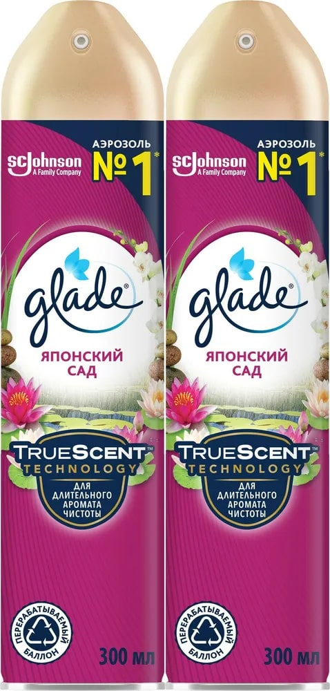 Освежитель воздуха Glade аэрозольный 5 в 1 Японский сад, 300мл x 2 шт