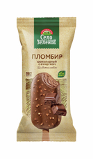 Мороженое пломбир Село Зеленое Шоколадный с фундуком эскимо 15%, 80г